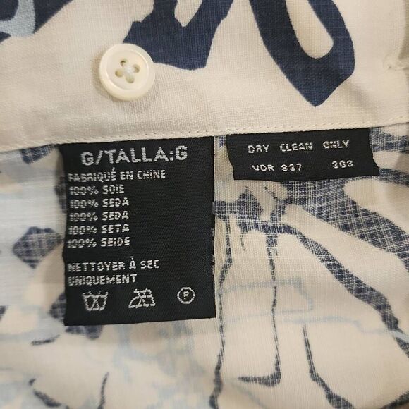 Nautica 100% Silk Men's Size Large Button Front Short Sleeve Shirt Front Pocket - Picture 8 of 8